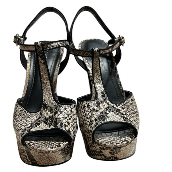BCBGeneration Snakeskin Print Slingback 5” Platform Heels - Picture 3 of 10